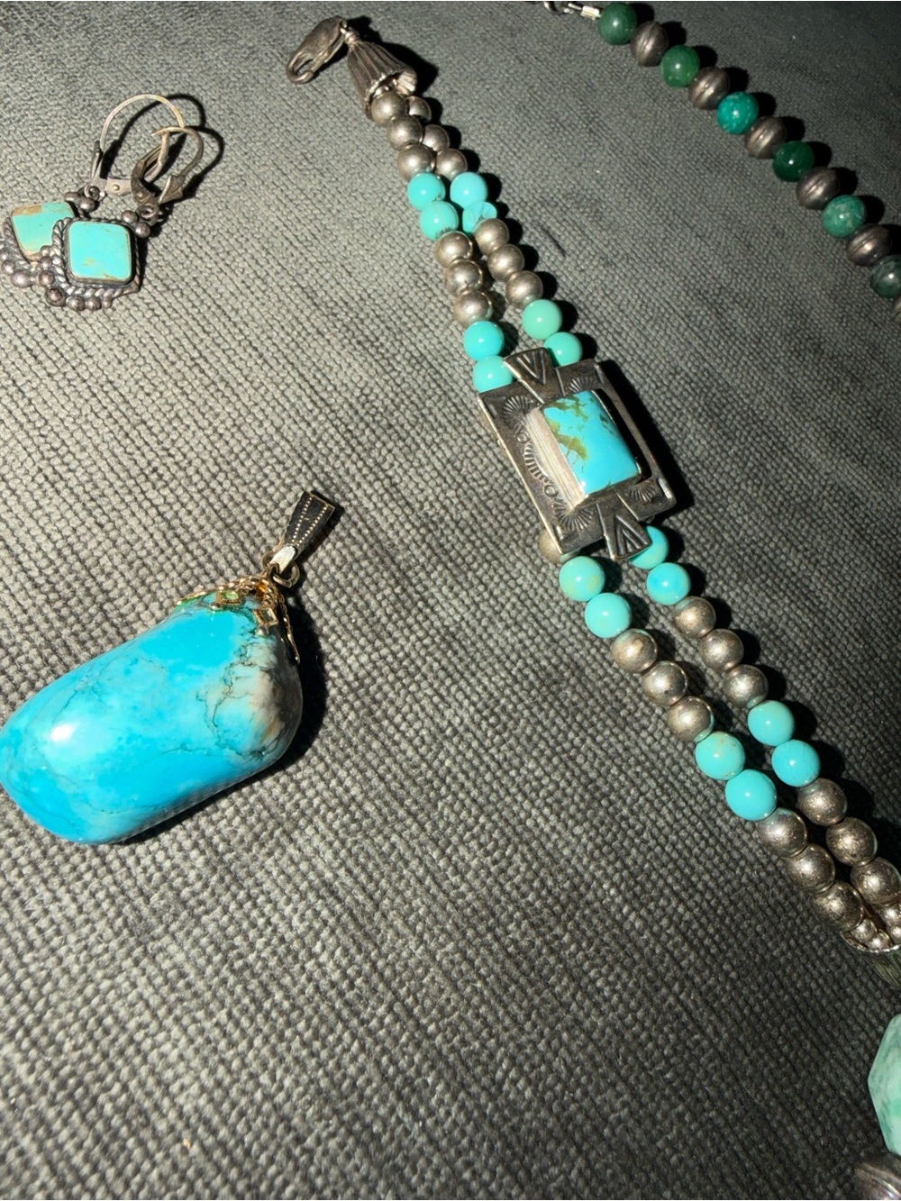 Turquoise Bead Necklace with Pendant - Women's Jewelry - Picture 3 of 6